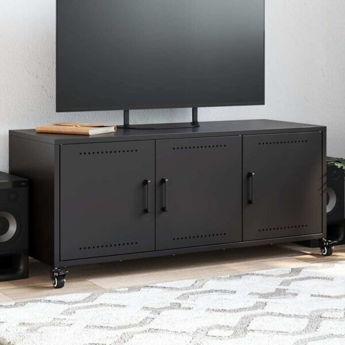 Vidaxl Meuble TV en acier noir sur roulettes 100,5 cm - 41% de remise