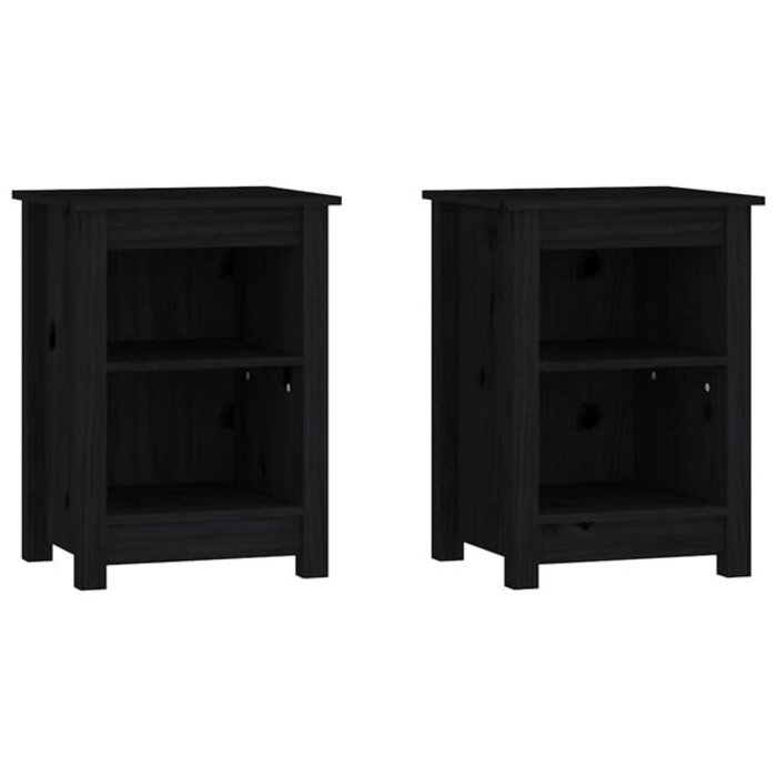 Vidaxl Lot de 2 tables de chevet en pin massif noir - 41% de remise