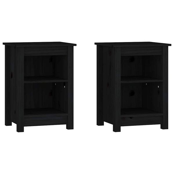 Vidaxl Lot de 2 tables de chevet en pin massif noir - 41% de remise