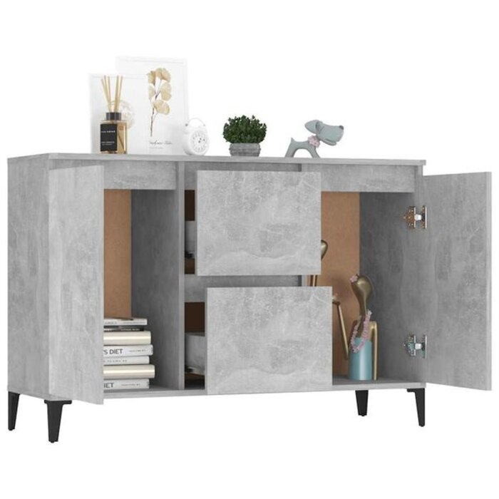 Vidaxl Buffet industriel gris béton 104 cm - 2 tiroirs et 2 portes - 40% de remise