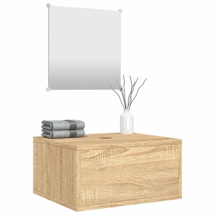 Vidaxl Ensemble meuble salle de bain + miroir aspect chêne - 39% de remise