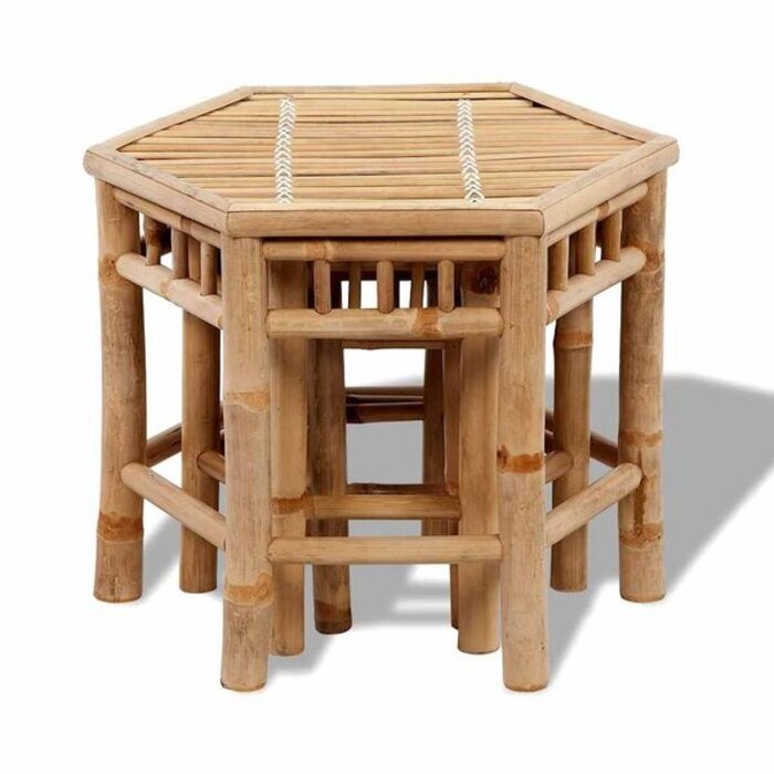 Vidaxl Lot de 3 tabourets hexagonaux en bambou - 40% de remise