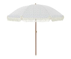 Vidaxl Parasol de plage rond gris et blanc - 37% de remise
