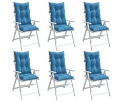 Vidaxl Lot de 6 coussins dossier haut 120x50 cm bleu chiné - 41% de remise