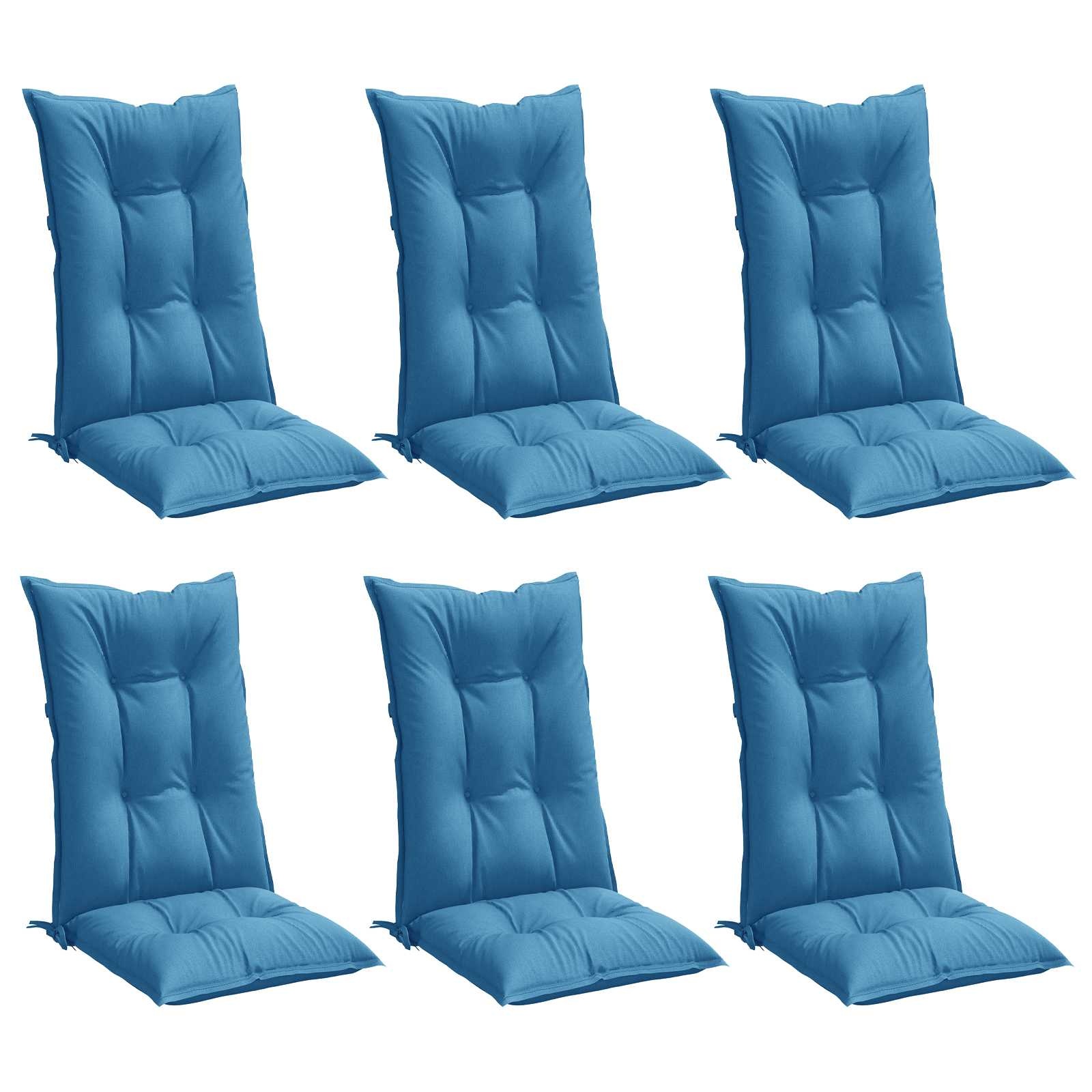 Vidaxl Lot de 6 coussins dossier haut 120x50 cm bleu chiné - 41% de remise
