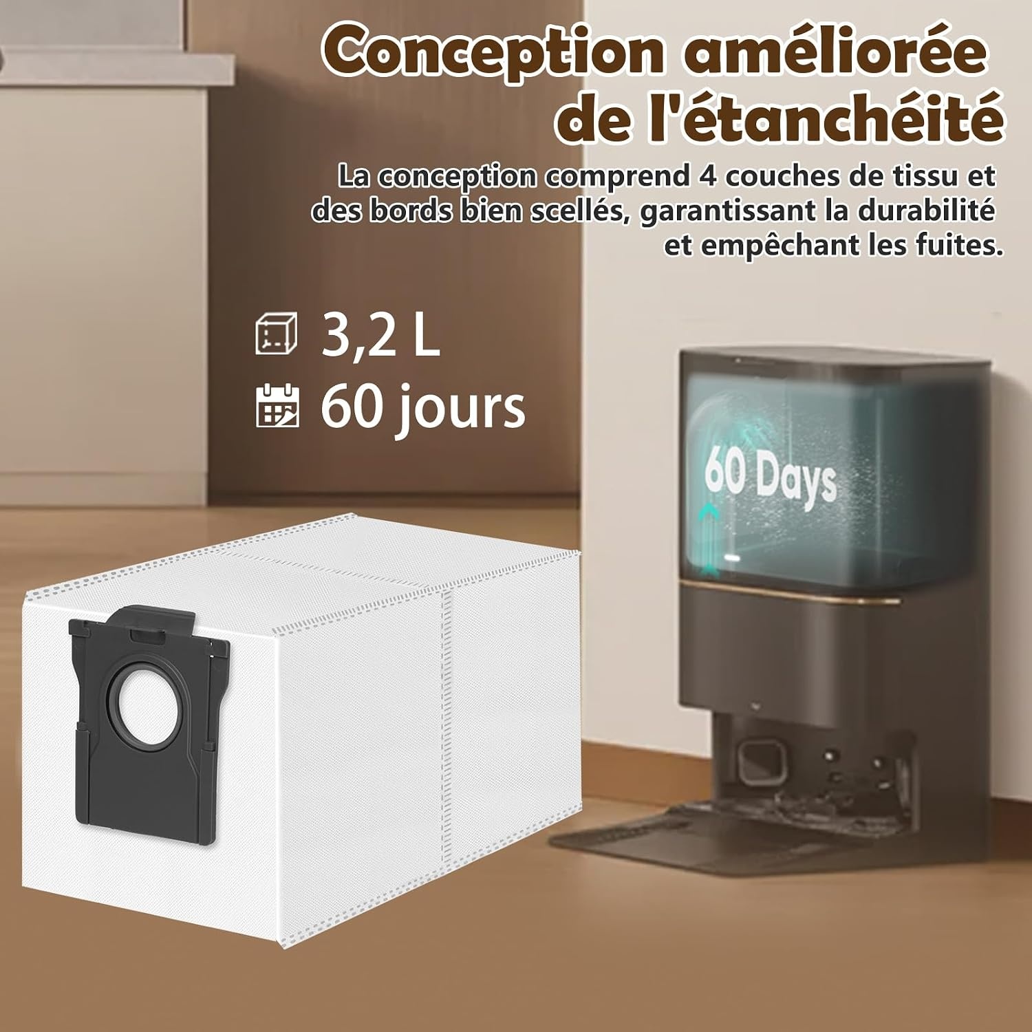 Dreame Lot de 12 sacs aspirateur robot compatibles Dreame & Mova - 34% de remise