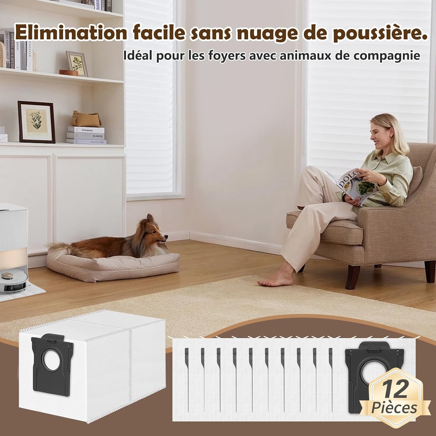 Dreame Lot de 12 sacs aspirateur robot compatibles Dreame & Mova - 34% de remise