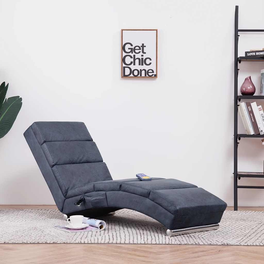 Vidaxl Chaise longue de massage en similicuir gris - 41% de remise