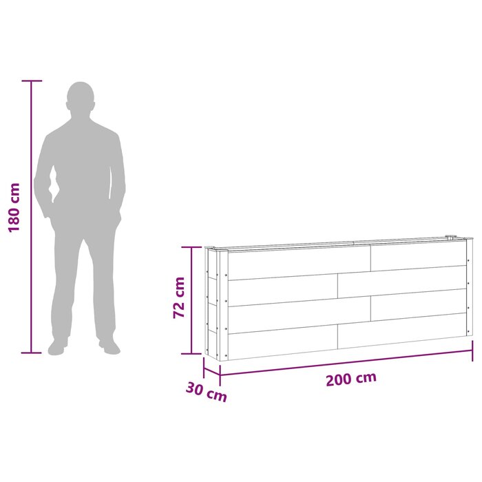 Vidaxl Bac à fleurs surélevé 200 x 30 x 72 cm WPC - 40% de remise