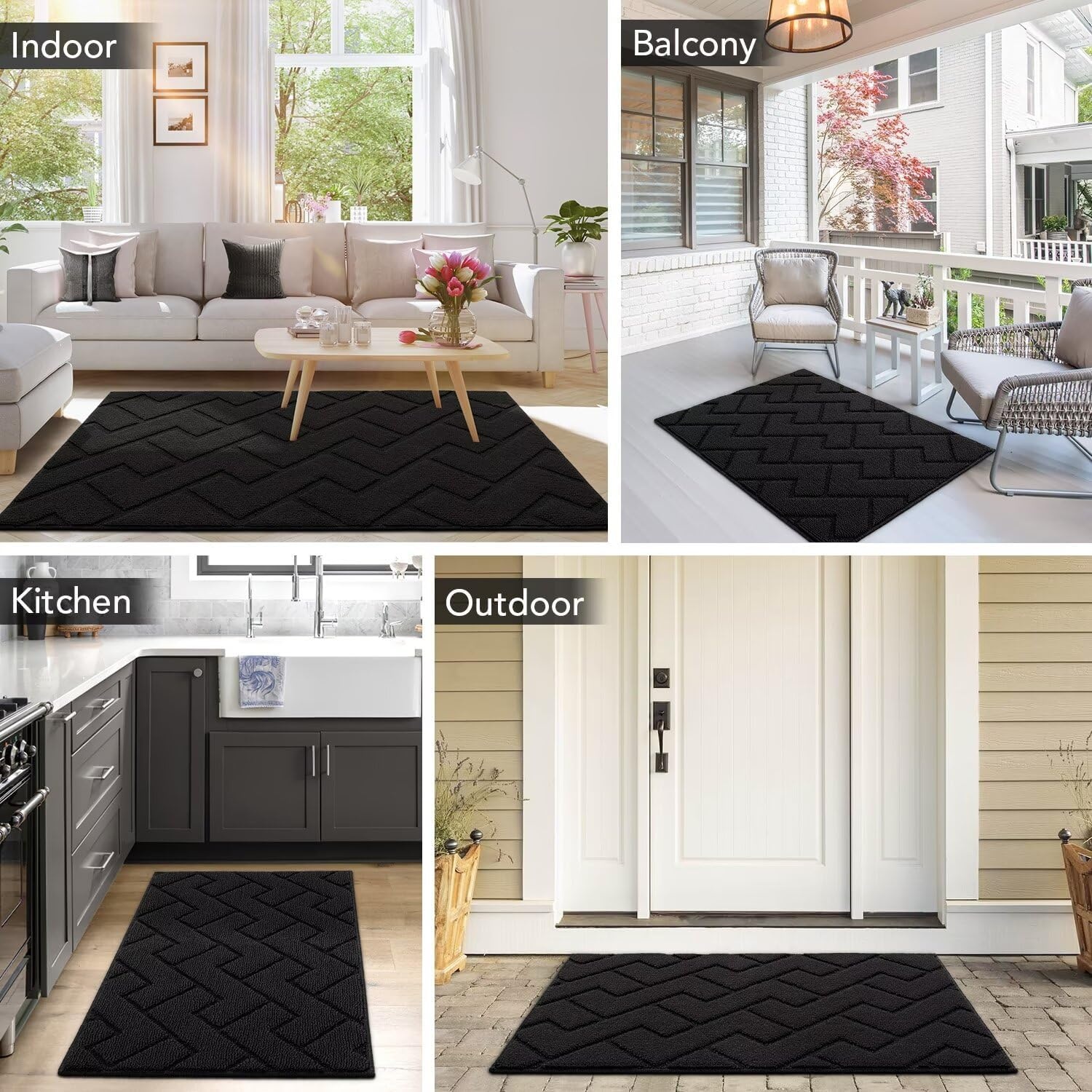 Paillasson absorbant noir 119x180 cm - 40% de remise