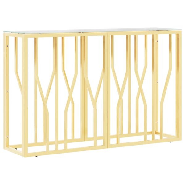Vidaxl Console murale dorée 110x30 cm en acier et verre - 41% de remise