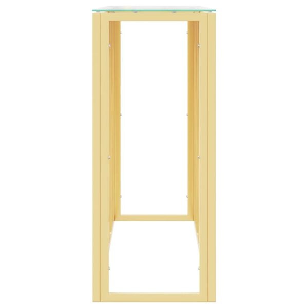 Vidaxl Console murale dorée 110x30 cm en acier et verre - 41% de remise