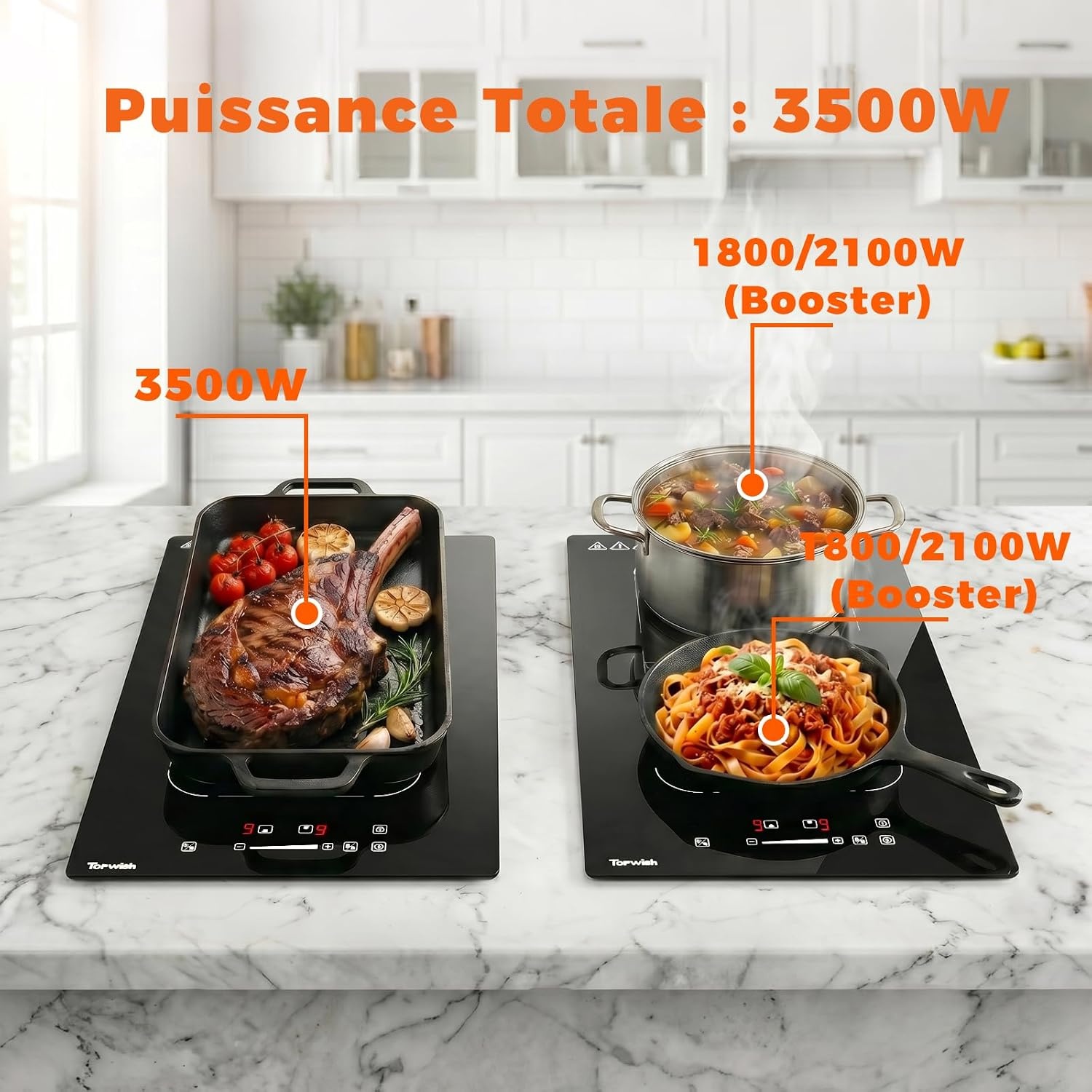 Plaque induction 30 cm 2 zones FlexZone 3500W - 41% de remise