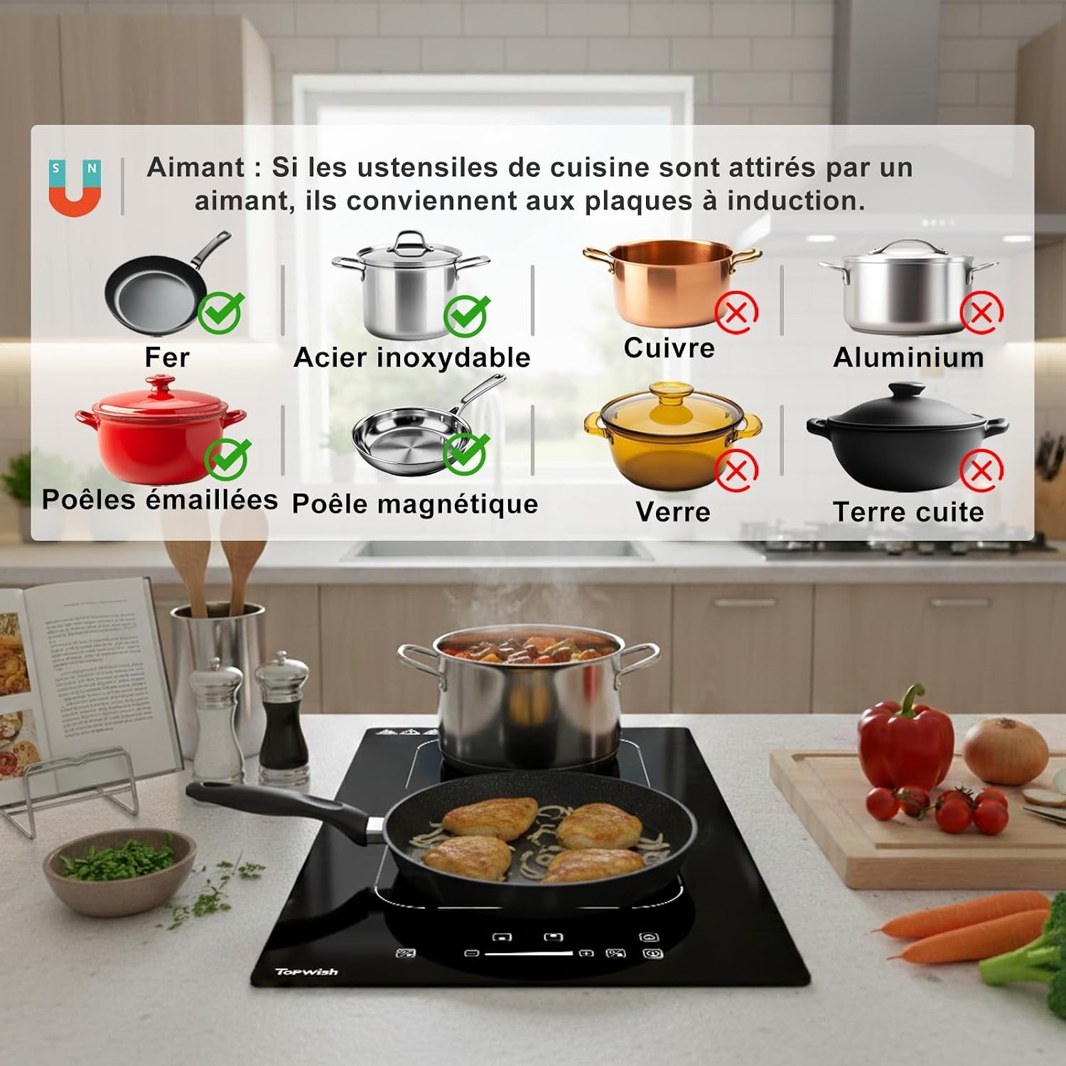 Plaque induction 30 cm 2 zones FlexZone 3500W - 41% de remise