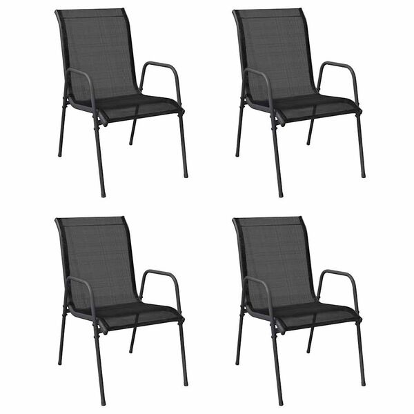 Vidaxl Lot de 4 chaises de jardin en acier et textile noir - 41% de remise