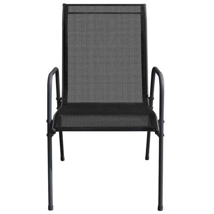 Vidaxl Lot de 4 chaises de jardin en acier et textile noir - 41% de remise