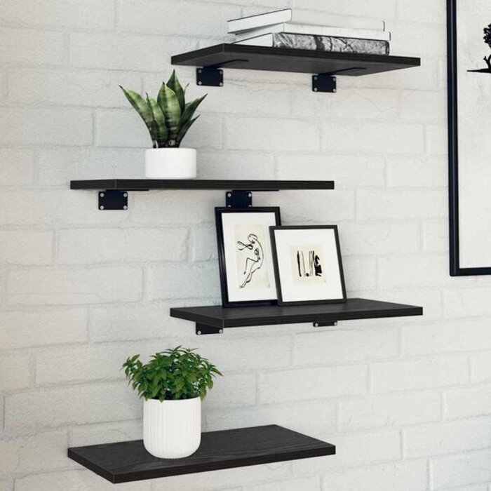 Vidaxl Lot de 4 étagères murales noires 40x20cm - 36% de remise
