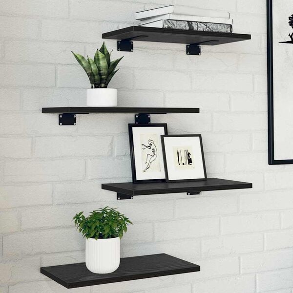 Vidaxl Lot de 4 étagères murales noires 40x20cm - 36% de remise