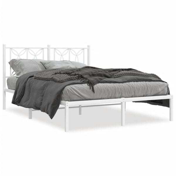 Vidaxl Cadre de lit 140x190 cm en acier blanc - 41% de remise