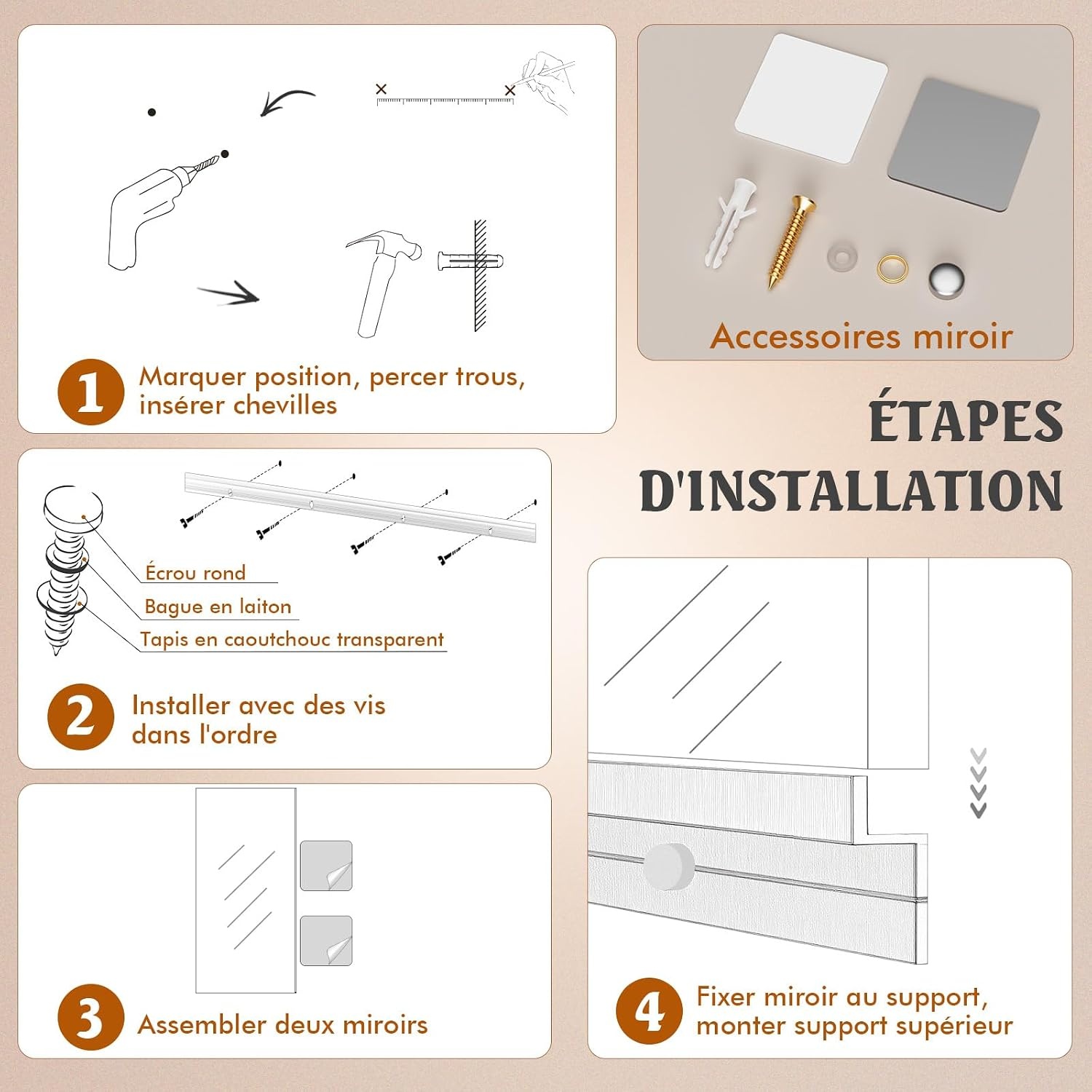 Lot de 2 Miroirs Sans Cadre 120 x 60 cm - Verre Trempé - 41% de remise