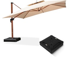 Parasol déporté 300x400 cm beige aspect bois - 42% de remise
