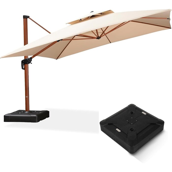 Parasol déporté 300x400 cm beige aspect bois - 42% de remise
