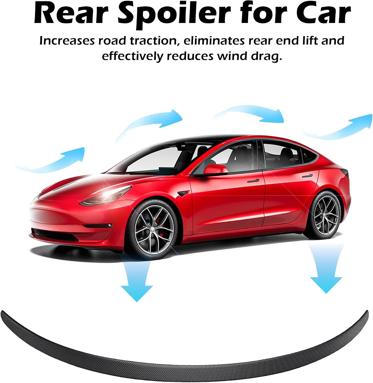 Spoiler arrière pour Tesla Model 3 - Aspect carbone mat - 35% de remise