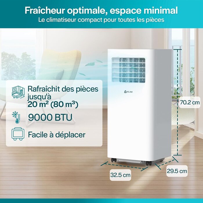 Climatiseur mobile 9000 BTU - 20 m² - 3-en-1 - 42% de remise