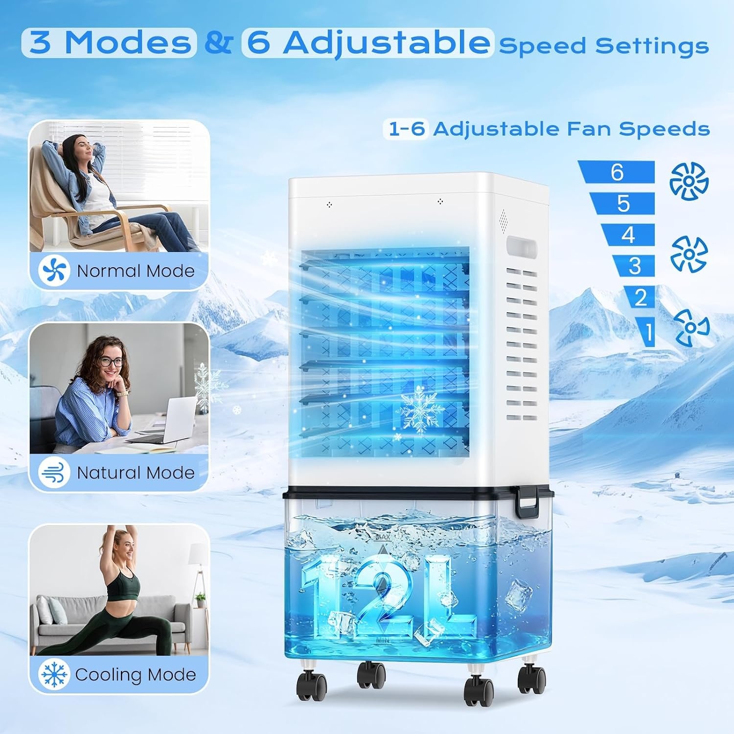 Rafraîchisseur d'air 4-en-1 12L 45W - 40% de remise