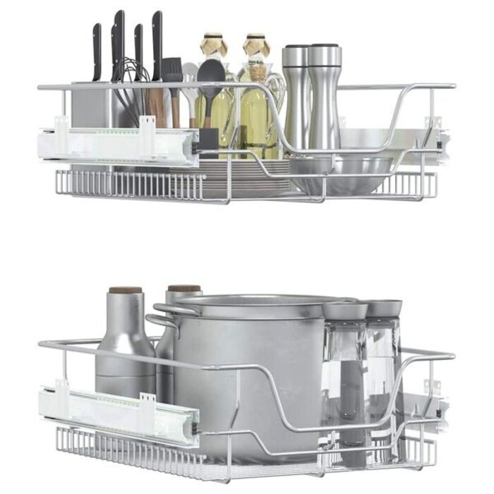 Vidaxl Lot de 2 paniers coulissants 45 cm - Argent - 47% de remise