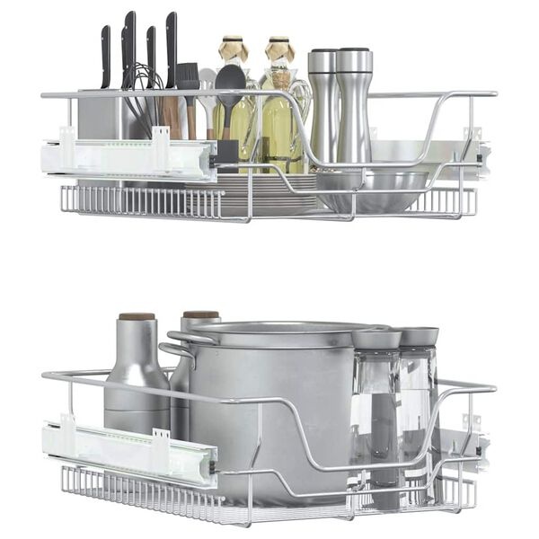 Vidaxl Lot de 2 paniers coulissants 45 cm - Argent - 47% de remise