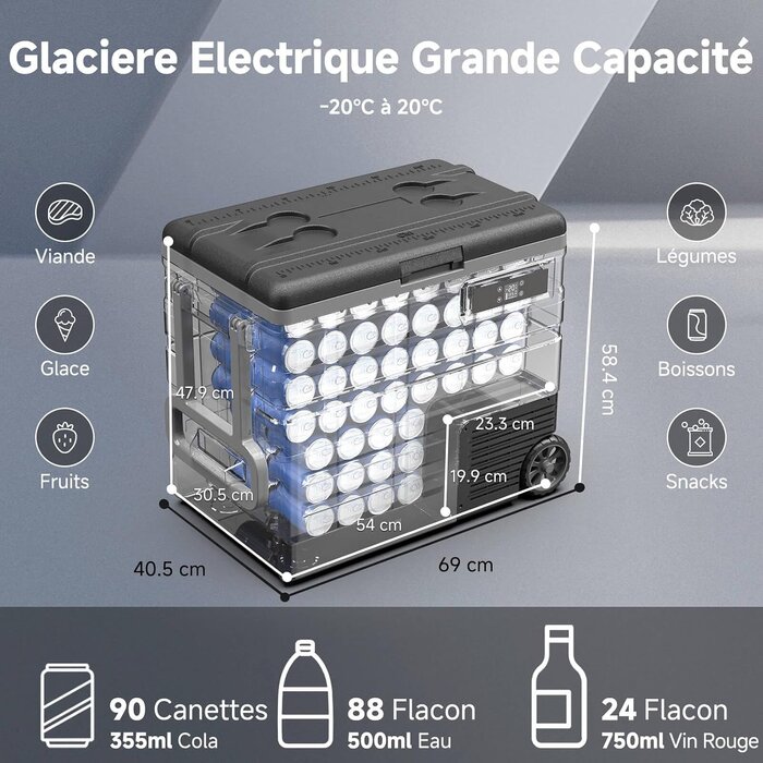 Glacière à compresseur 65L - 42% de remise - 12/24V et 100-240V
