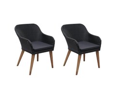 Vidaxl Lot de 2 fauteuils de jardin en rotin noir - 41% de remise