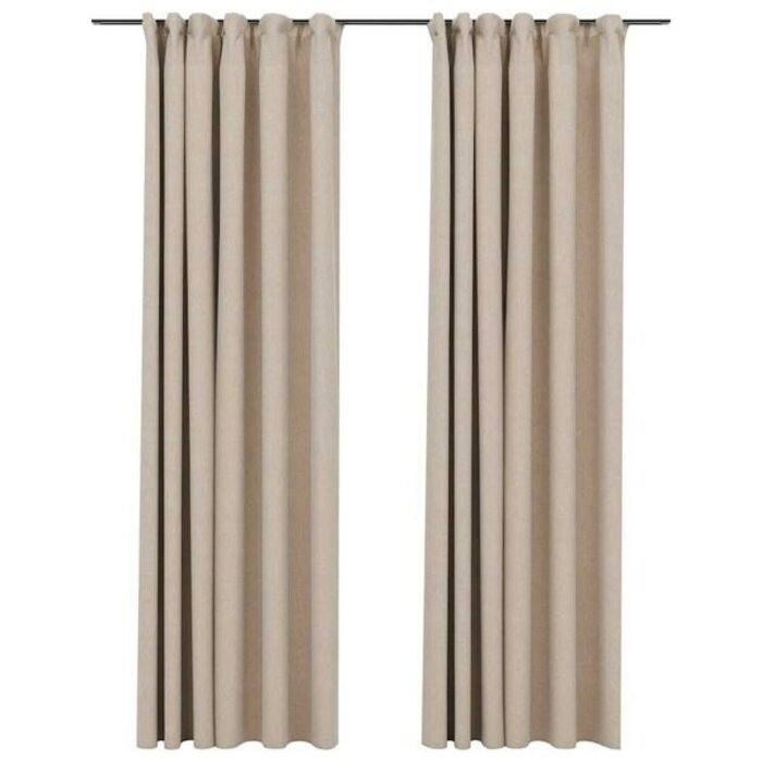 Vidaxl Lot de 2 rideaux occultants aspect lin, 140x225 cm, beige - 38% de remise