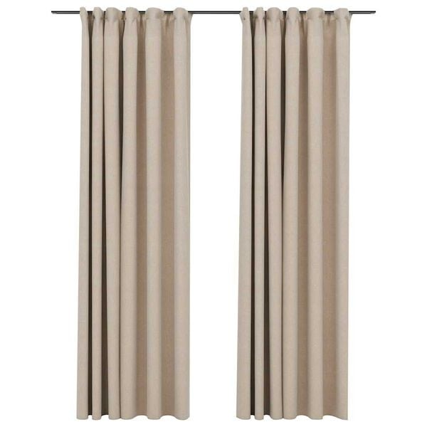 Vidaxl Lot de 2 rideaux occultants aspect lin, 140x225 cm, beige - 38% de remise
