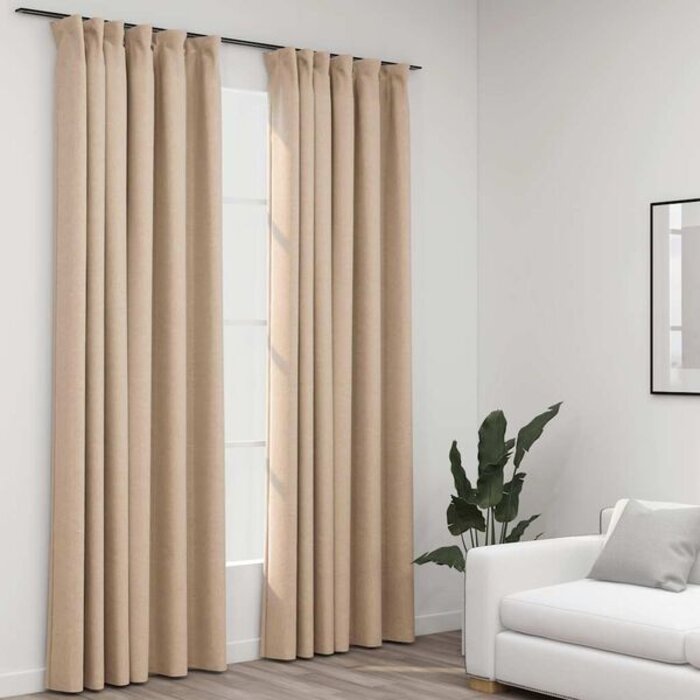 Vidaxl Lot de 2 rideaux occultants aspect lin, 140x225 cm, beige - 38% de remise