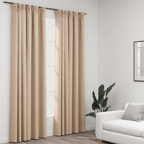 Vidaxl Lot de 2 rideaux occultants aspect lin, 140x225 cm, beige - 38% de remise