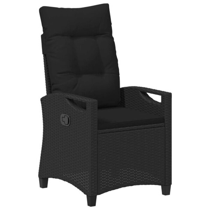 Vidaxl Chaise de jardin inclinable en polyrotin noire - 41% de remise