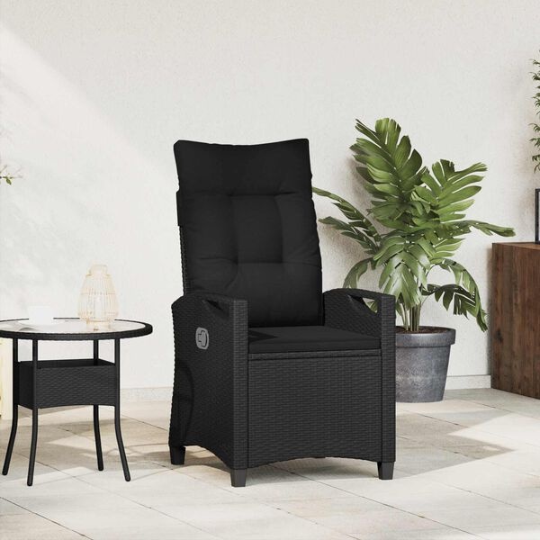 Vidaxl Chaise de jardin inclinable en polyrotin noire - 41% de remise