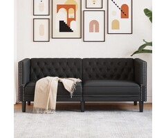 Vidaxl Canapé 2 places Chesterfield en similicuir noir - 35% de remise