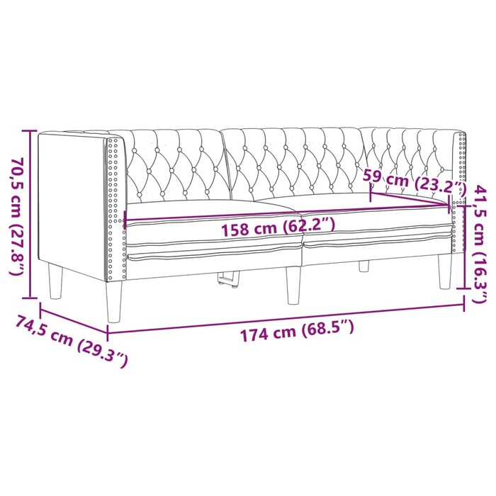Vidaxl Canapé 2 places Chesterfield en similicuir noir - 35% de remise