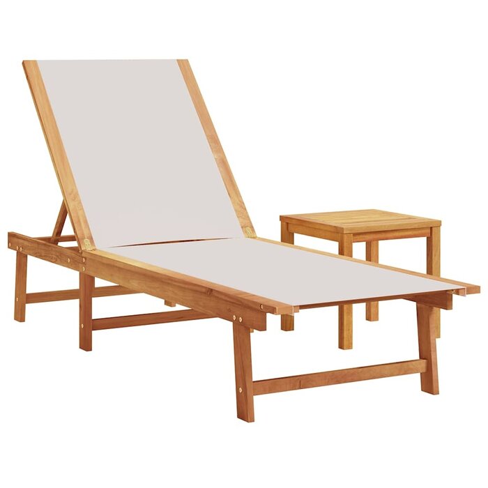 Vidaxl Bain de soleil avec table, acacia et textilène gris - 41% de remise