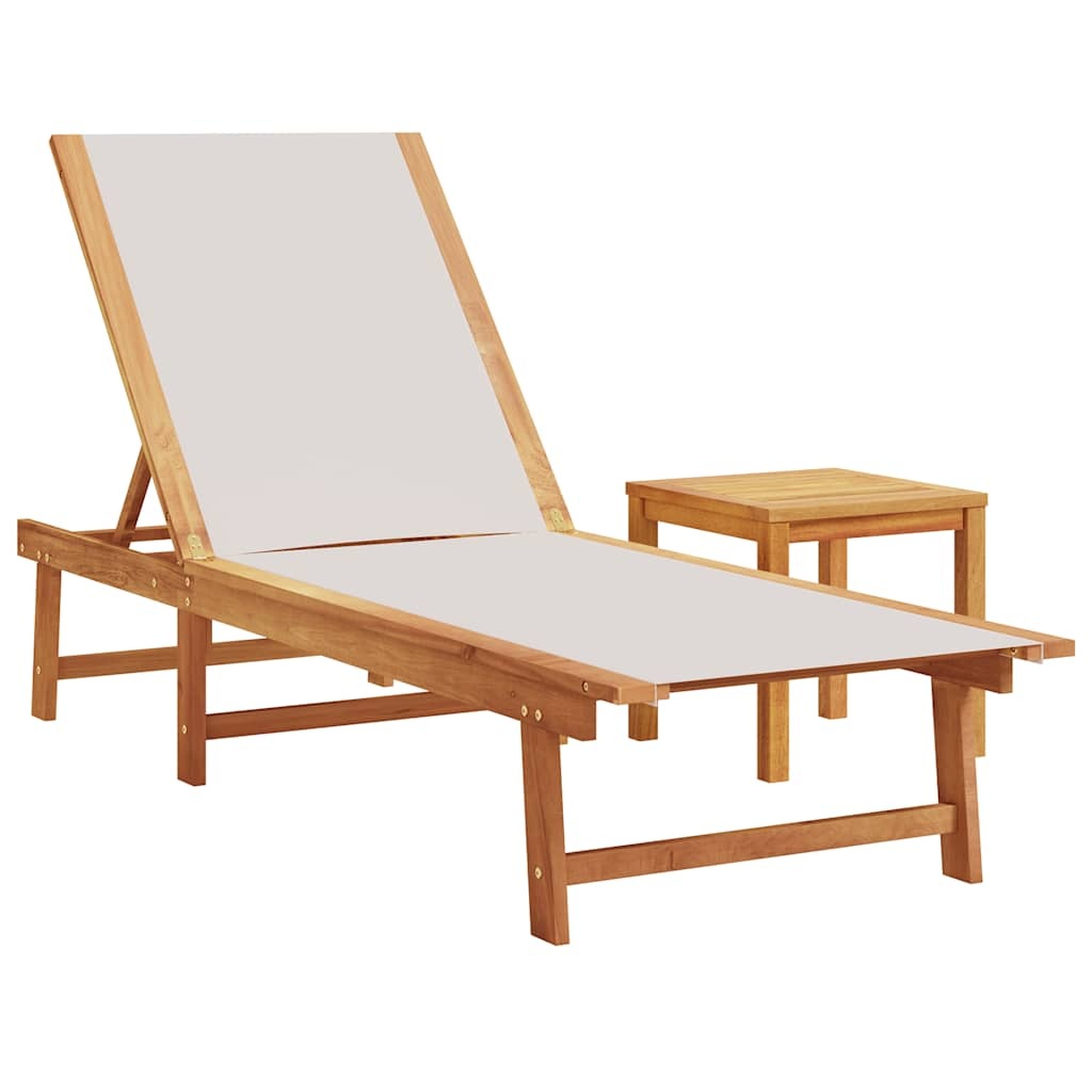 Vidaxl Bain de soleil avec table, acacia et textilène gris - 41% de remise