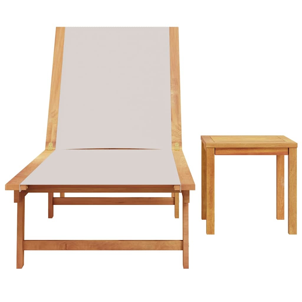 Vidaxl Bain de soleil avec table, acacia et textilène gris - 41% de remise