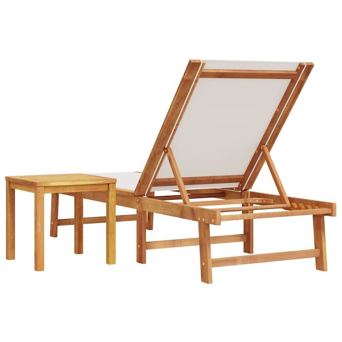 Vidaxl Bain de soleil avec table, acacia et textilène gris - 41% de remise