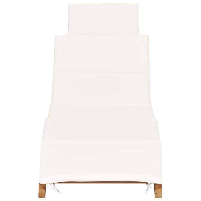 Vidaxl Bain de soleil pliable en teck massif avec coussin crème - 41% de remise