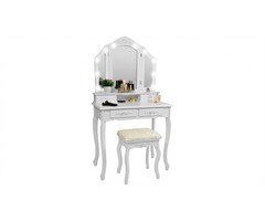 Viking Choice Coiffeuse blanche avec miroir LED et tabouret - 45% de remise