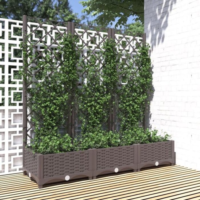 Vidaxl Jardinière avec treillis 120x40 cm - Marron - 40% de remise