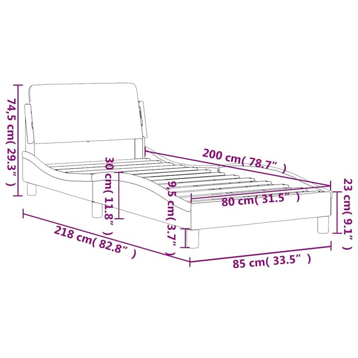 Vidaxl Cadre de lit Dover 80x200 cm velours gris clair - 40% de remise