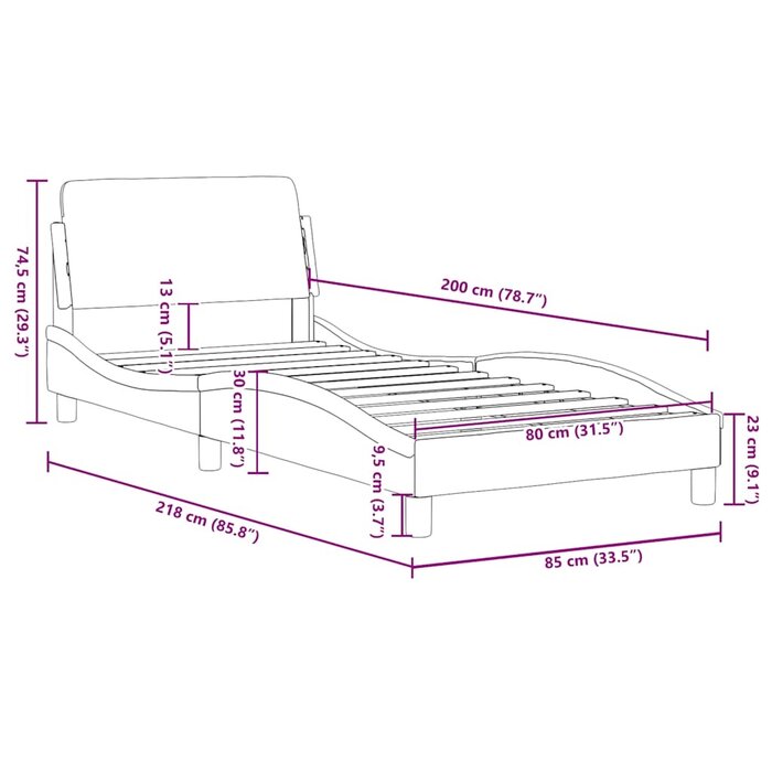 Vidaxl Cadre de lit Dover 80x200 cm velours gris clair - 40% de remise
